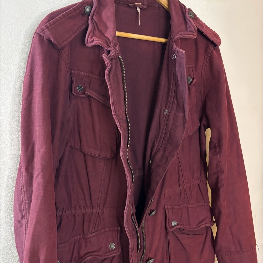 Free People Not Your Brothers Surplus Burgundy Utility Jacket - Picture 9 of 10